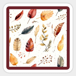 Feathers and leaves in watercolors Sticker